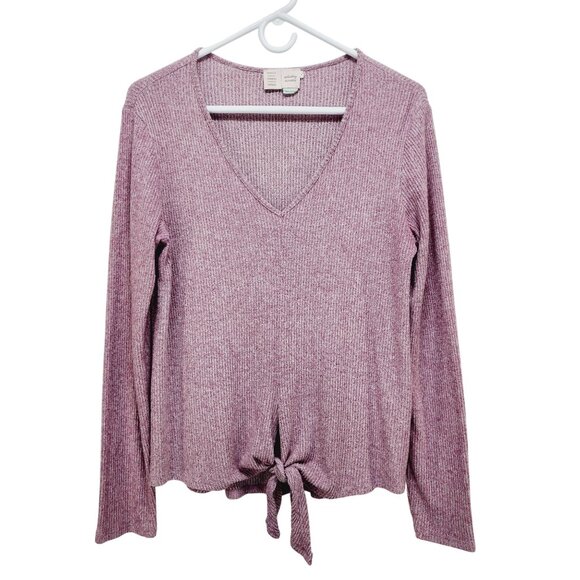 Saturday / Sunday Tops - Saturday / Sunday Anthropologie Womens V-Neck Tie-Front Knit Sweater Medium pink